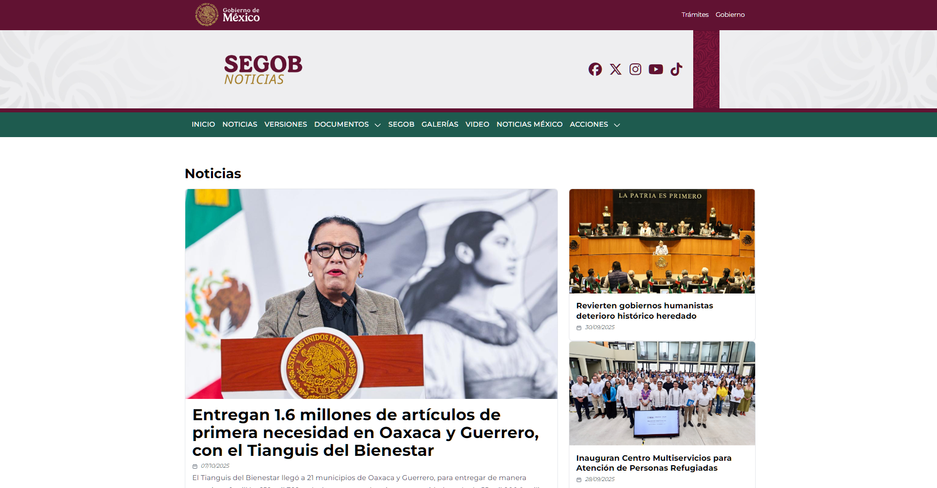 Vista previa del Portal SEGOB
